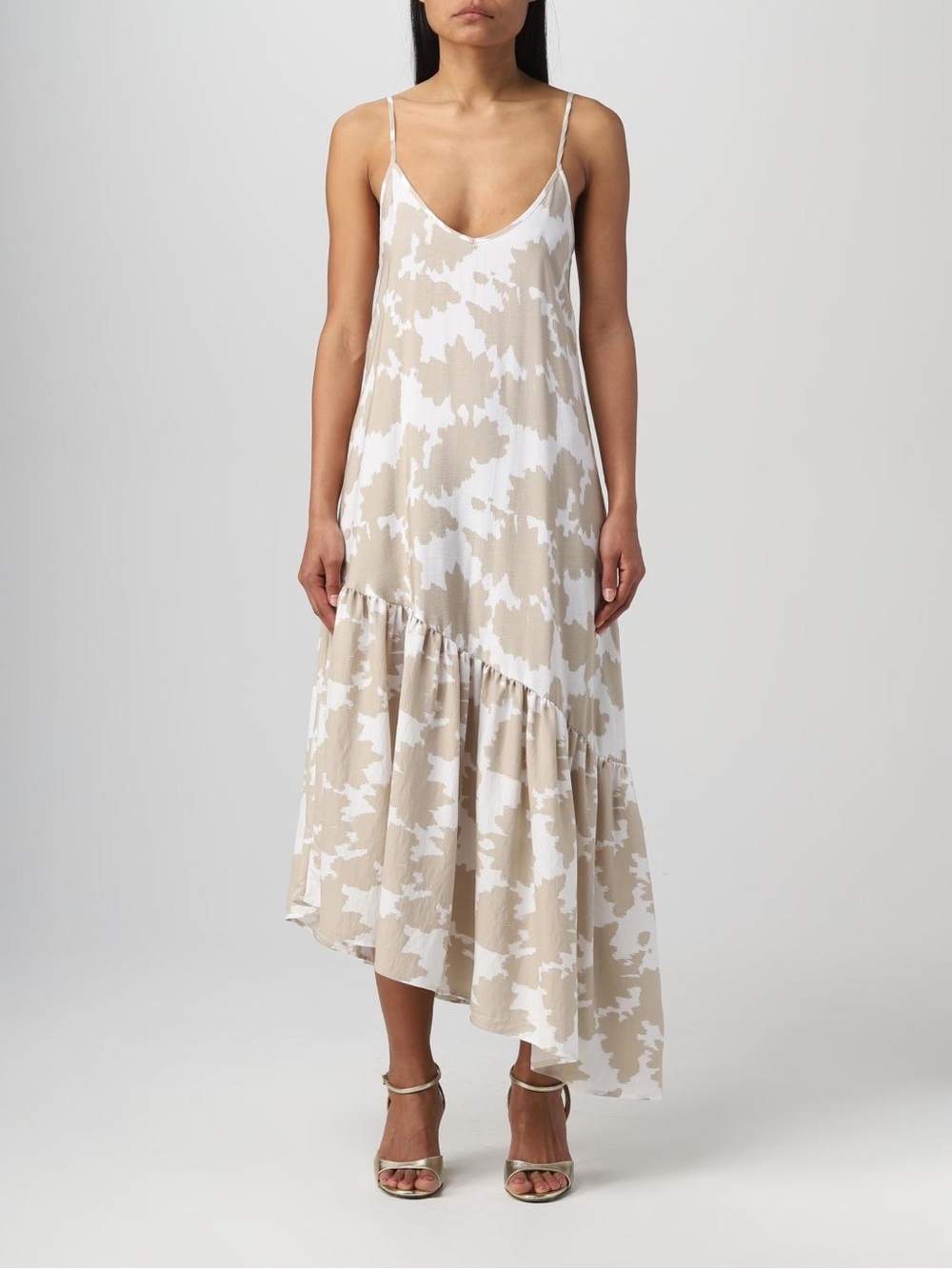 Armani Exchange Abstract Asymmetrical High Low Maxi Slip Dress Size 12